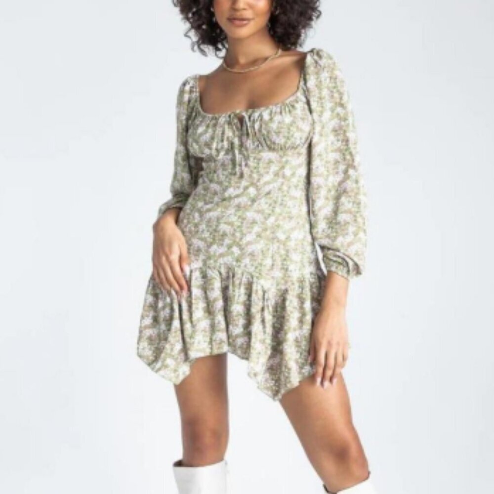 Princess Polly Green Floral Mini Dress